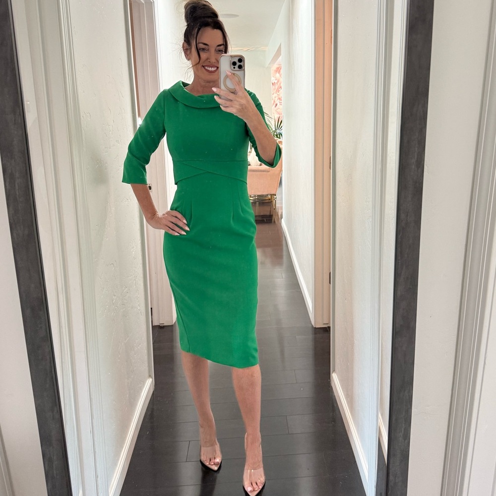Green Cowl Neck Sheath Dress for Work